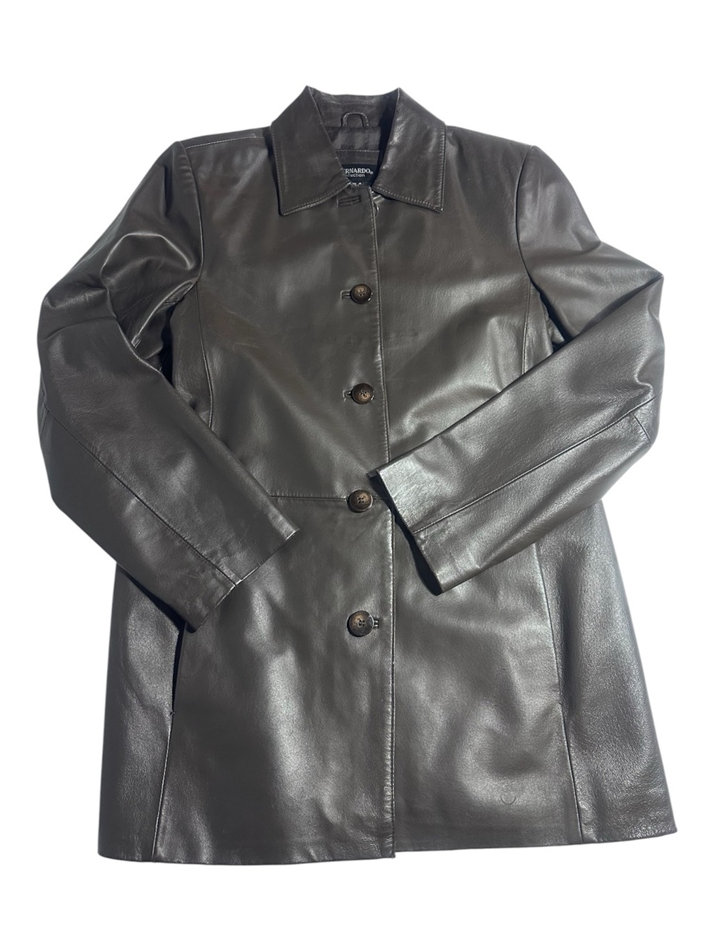 Bernardo Collection brown genuine leather coat women’s small